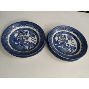 Churchill England vintage 2 Bowls 2 Plates  Blue Willow Set. Trending